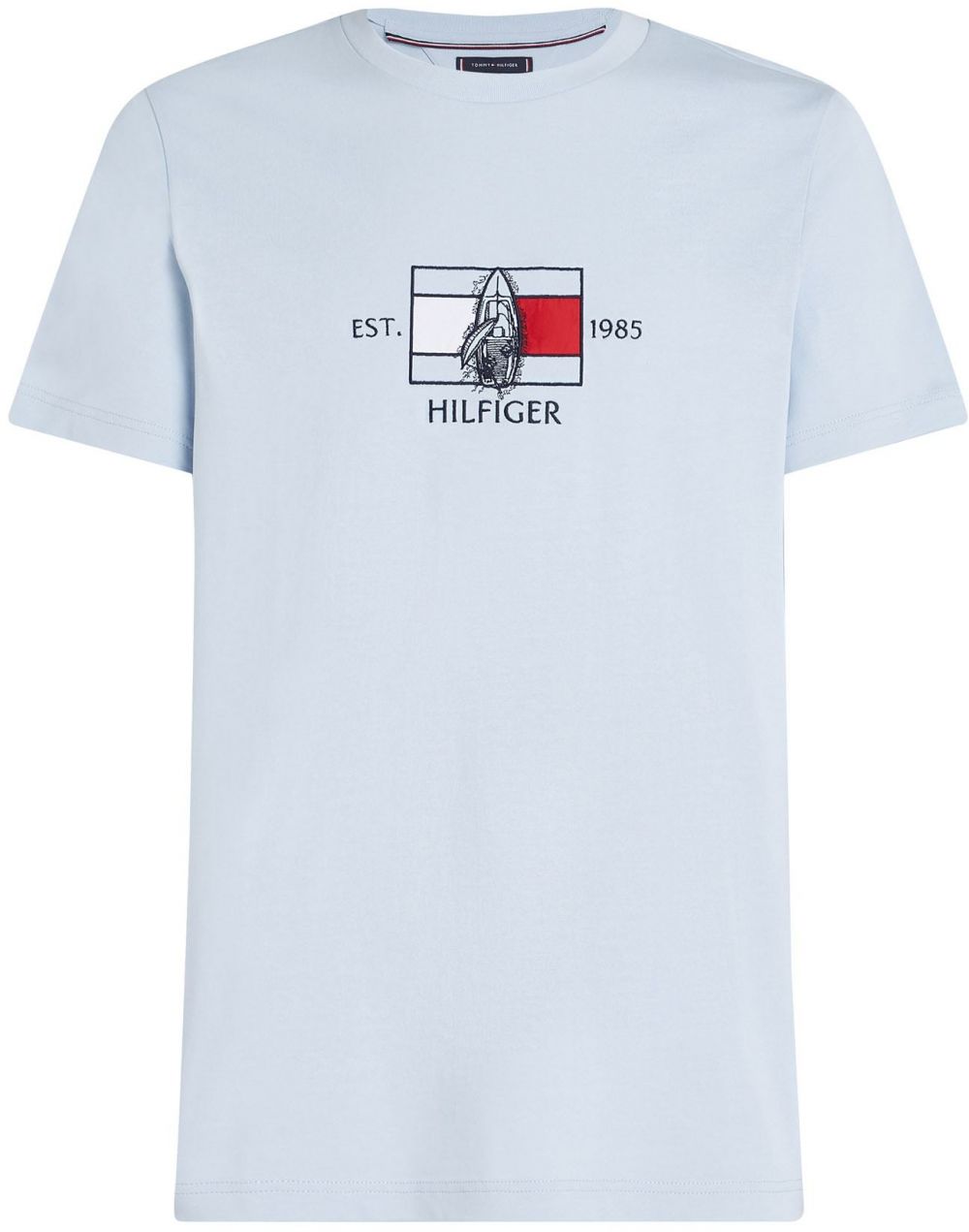 TOMMY HILFIGER Tričko  modrosivá / červená / čierna
