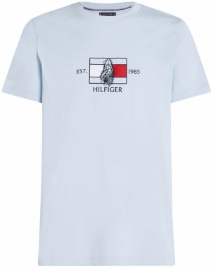 TOMMY HILFIGER Tričko  modrosivá / červená / čierna