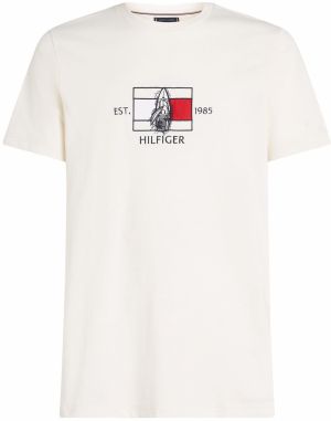 TOMMY HILFIGER Tričko  tmavomodrá / červená / prírodná biela