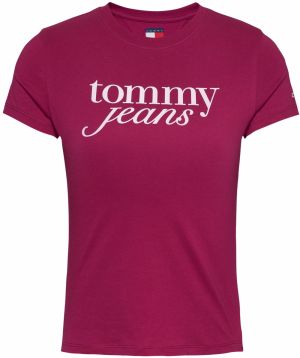 Tommy Jeans Tričko 'Essential'  burgundská / biela