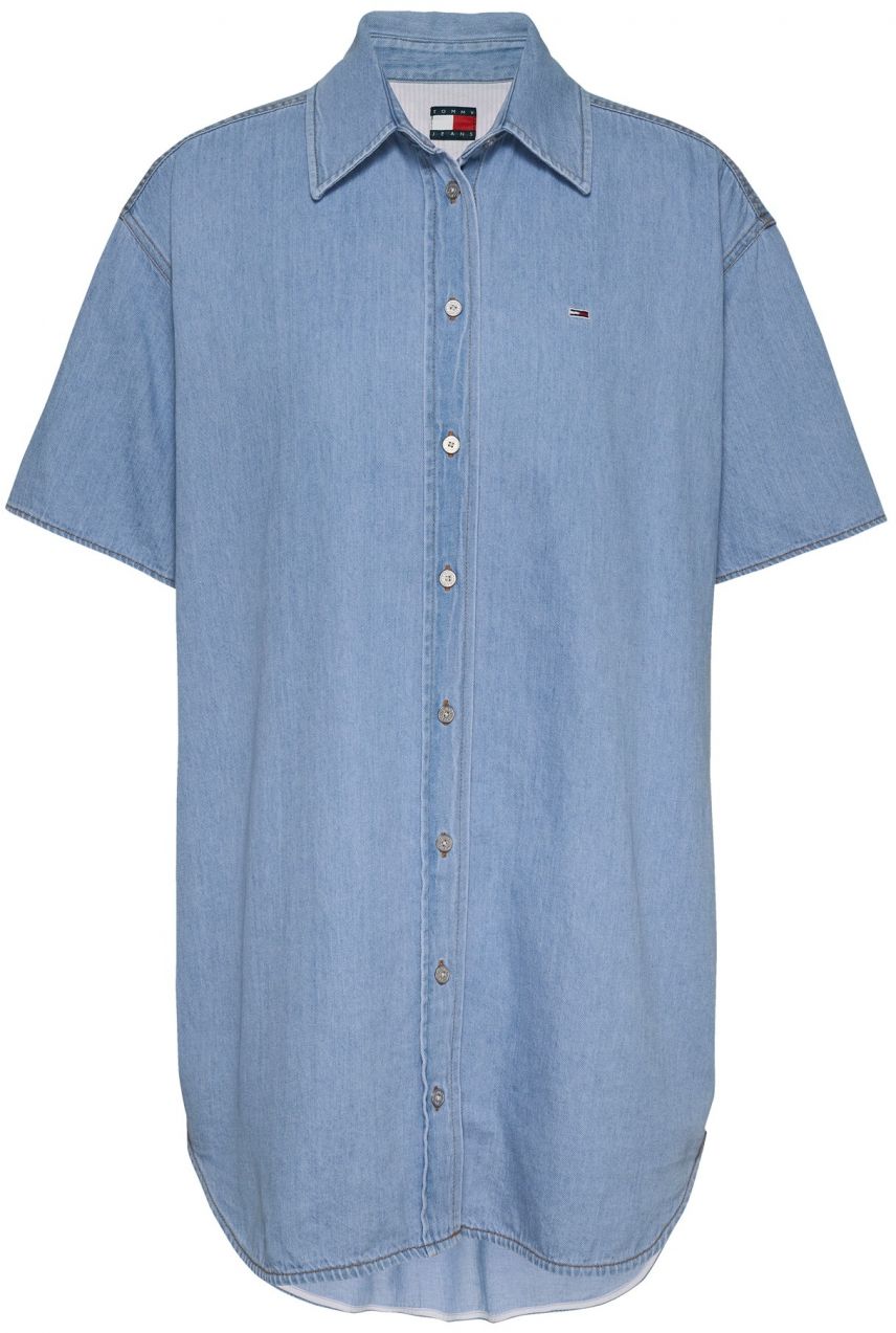 Tommy Jeans Košeľové šaty  modrá denim