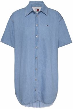 Tommy Jeans Košeľové šaty  modrá denim
