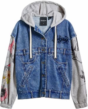 Desigual Prechodná bunda  modrá denim / sivá / zmiešané farby