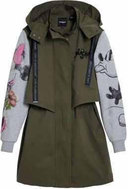 Desigual Prechodná parka  svetlosivá / kaki / zmiešané farby