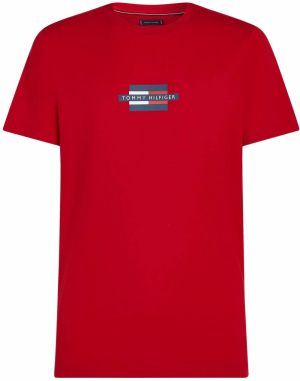 TOMMY HILFIGER Tričko  tmavomodrá / krvavo červená / biela