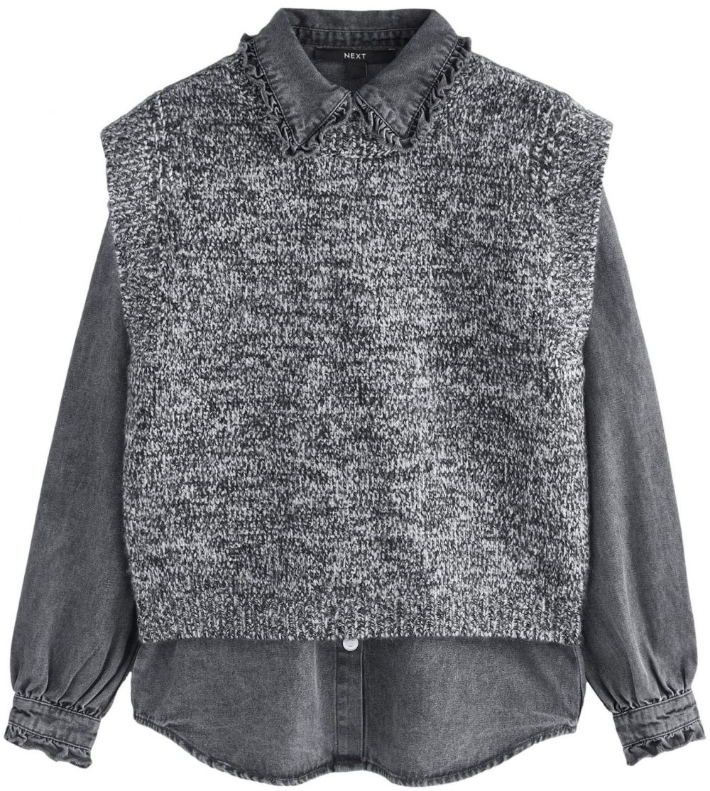 Next Sveter ' 2 in 1'  sivá / sivý denim