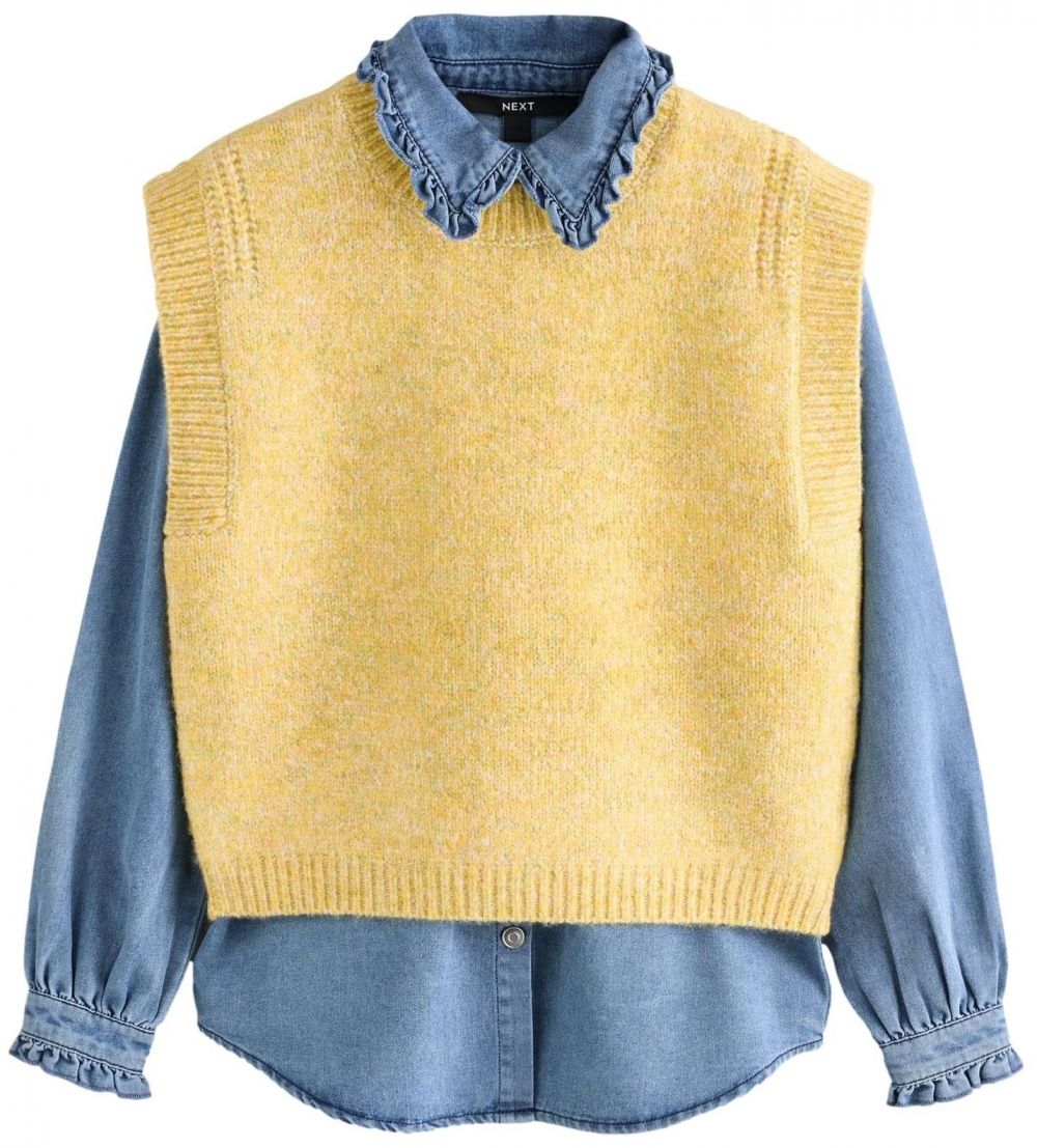Next Sveter '2 in 1'  modrá denim / tmavožltá