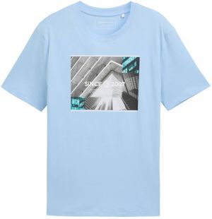 TOM TAILOR DENIM Tričko  svetlomodrá / sivá / tmavosivá