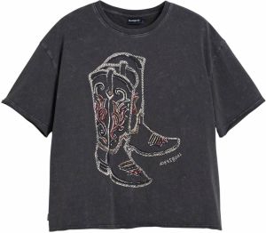 Desigual Tričko 'Cowboy Boots'  žltá / červená / čierna / biela