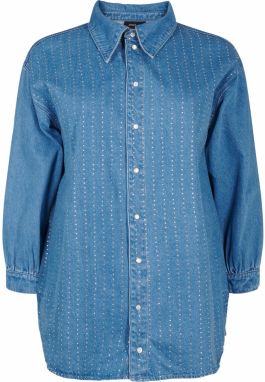 Zizzi Blúzka 'Jamia'  modrá denim / strieborná