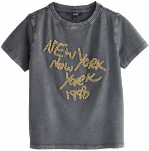 Next Tričko 'New York'  tmavožltá / kamenná