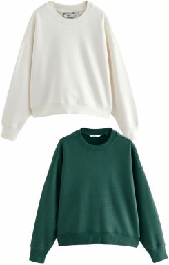 Next Mikina 'Essentials'  svetlobéžová / tmavozelená