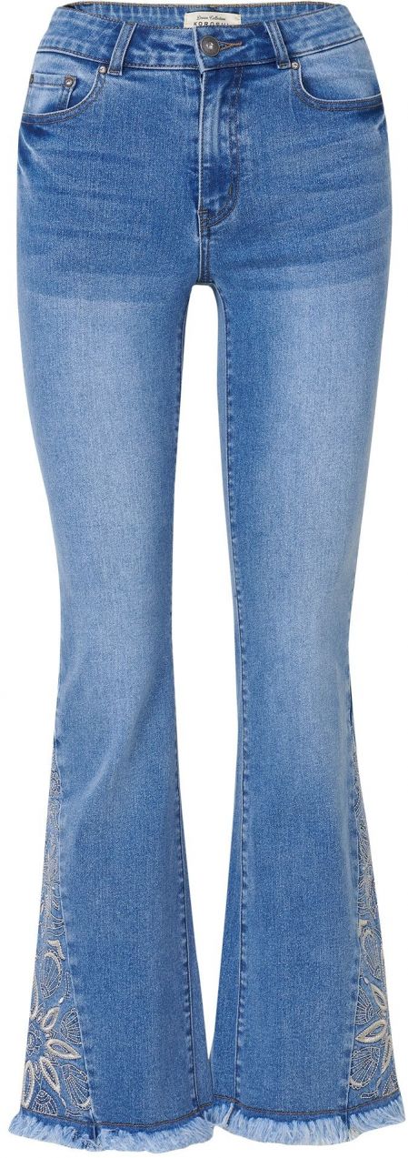 KOROSHI Džínsy  tmelová / modrá denim