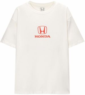 Pull&Bear Tričko  oranžová / čierna / biela