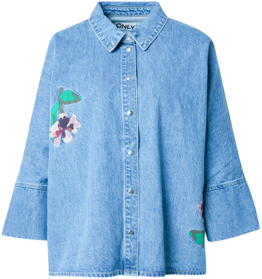 ONLY Blúzka 'ONLGRACE'  modrá denim / smaragdová / orgovánová / černicová