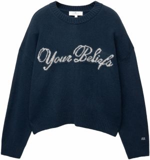 Pull&Bear Sveter 'PACIFIC'  tmavomodrá / šedobiela