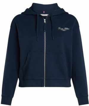 Tommy Hilfiger Curve Tepláková bunda  tmavomodrá / biela