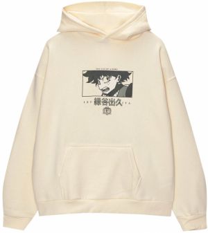 Pull&Bear Mikina  čierna / biela ako vlna