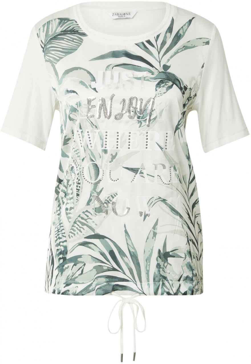 ZABAIONE Tričko 'Ab44ril'  olivová / smaragdová / strieborná / biela