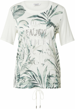 ZABAIONE Tričko 'Ab44ril'  olivová / smaragdová / strieborná / biela