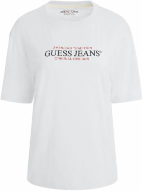 GUESS JEANS Tričko  krvavo červená / čierna / biela