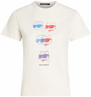 Karl Lagerfeld Tričko  krémová / modrá / fialová / oranžová