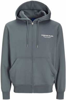 Jack & Jones Plus Tepláková bunda 'JORVesterbro'  tmavosivá / biela