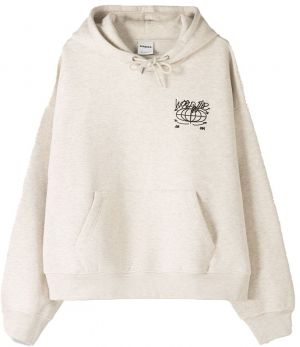 Bershka Mikina  svetlosivá / čierna