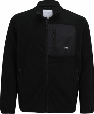 Jack & Jones Plus Flisová bunda 'JJTheo'  čierna / biela