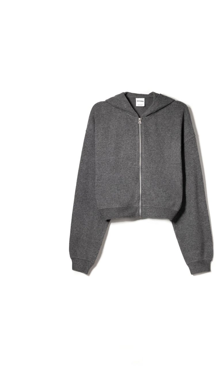 Bershka Tepláková bunda  tmavosivá
