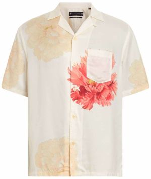 AllSaints Košeľa 'FLEUR'  béžová / svetločervená / biela