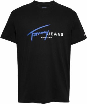 Tommy Jeans Tričko  kráľovská modrá / čierna / biela