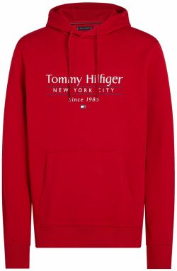 TOMMY HILFIGER Mikina  dymovo šedá / červená / biela