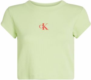 Calvin Klein Jeans Tričko  svetlozelená / červená / biela