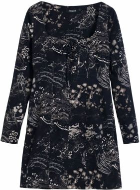 Desigual Šaty  svetlosivá / čierna / biela
