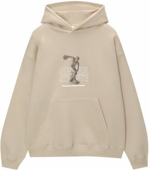 Pull&Bear Mikina  krémová / hnedá melírovaná / biela