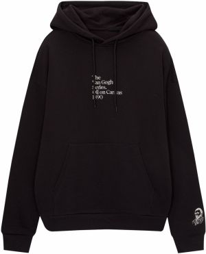 Pull&Bear Mikina 'THE VAN GOGH SERIES'  čierna / biela