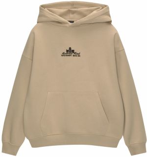 Pull&Bear Mikina 'MONTREUX HO'  piesková / čierna