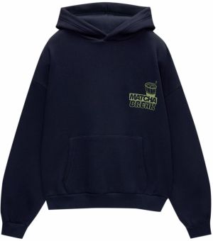 Pull&Bear Mikina 'MATCHA'  námornícka modrá / limetová