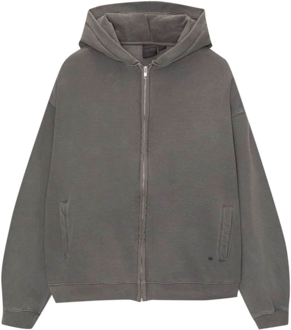 Pull&Bear Tepláková bunda  grafitová