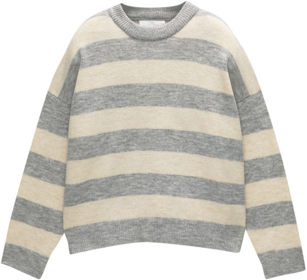 Pull&Bear Sveter 'PACIFIC'  sivá melírovaná / šedobiela