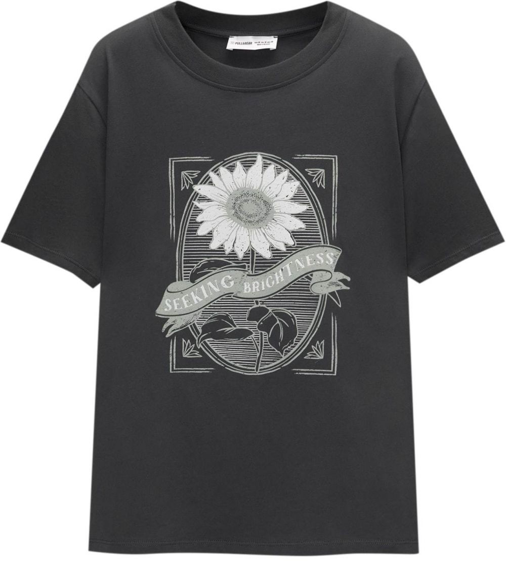 Pull&Bear Tričko  antracitová / svetlosivá / šedobiela