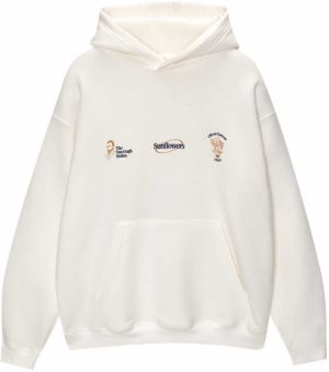 Pull&Bear Mikina 'VAN GOGH SUNFLOWERS'  námornícka modrá / karamelová / biela