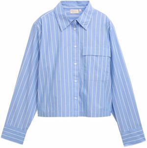 TOM TAILOR DENIM Blúzka  svetlomodrá / šedobiela
