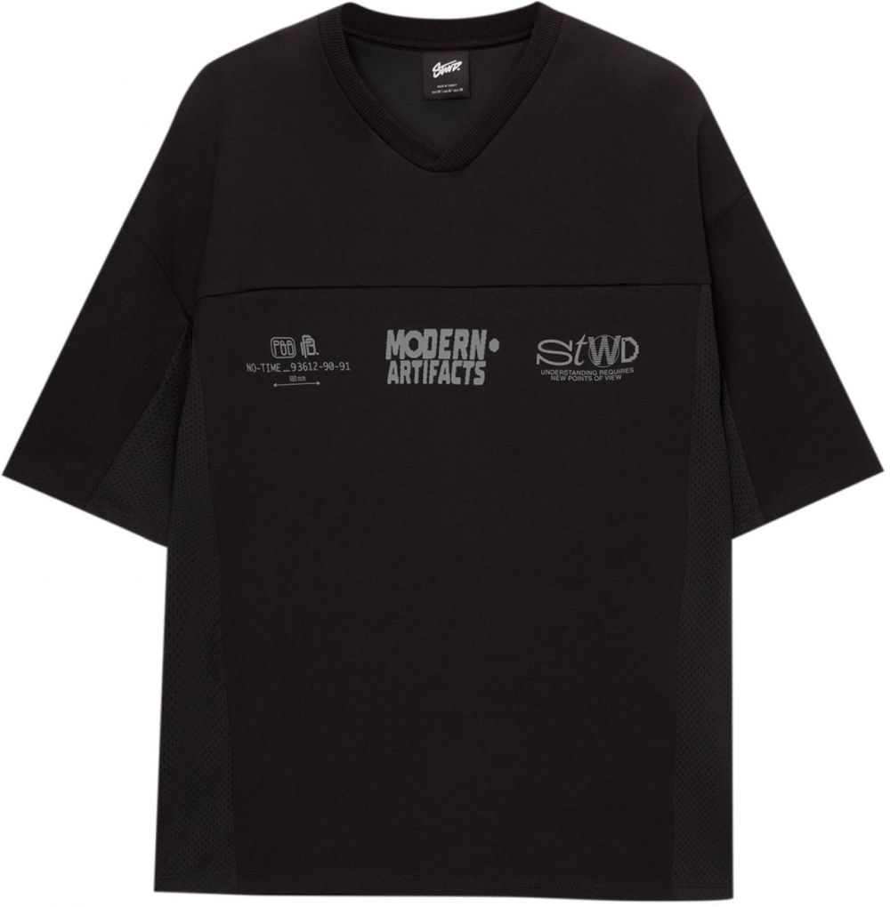 Pull&Bear Tričko  sivá / čierna