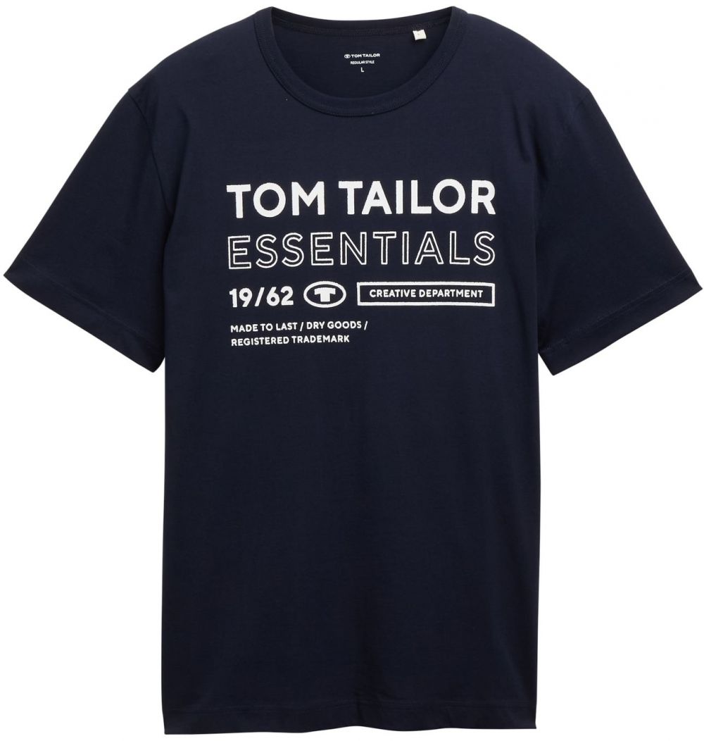 TOM TAILOR Tričko  tmavomodrá / šedobiela