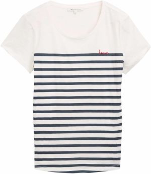 TOM TAILOR DENIM Tričko  námornícka modrá / biela