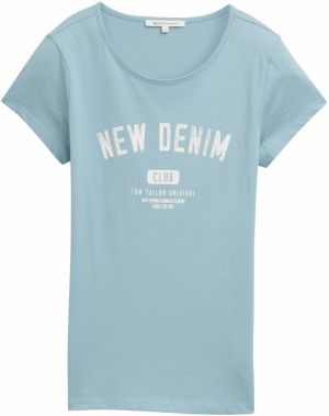 TOM TAILOR DENIM Tričko  tyrkysová / biela