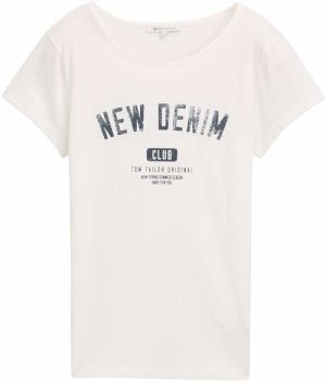 TOM TAILOR DENIM Tričko  tmavomodrá / šedobiela