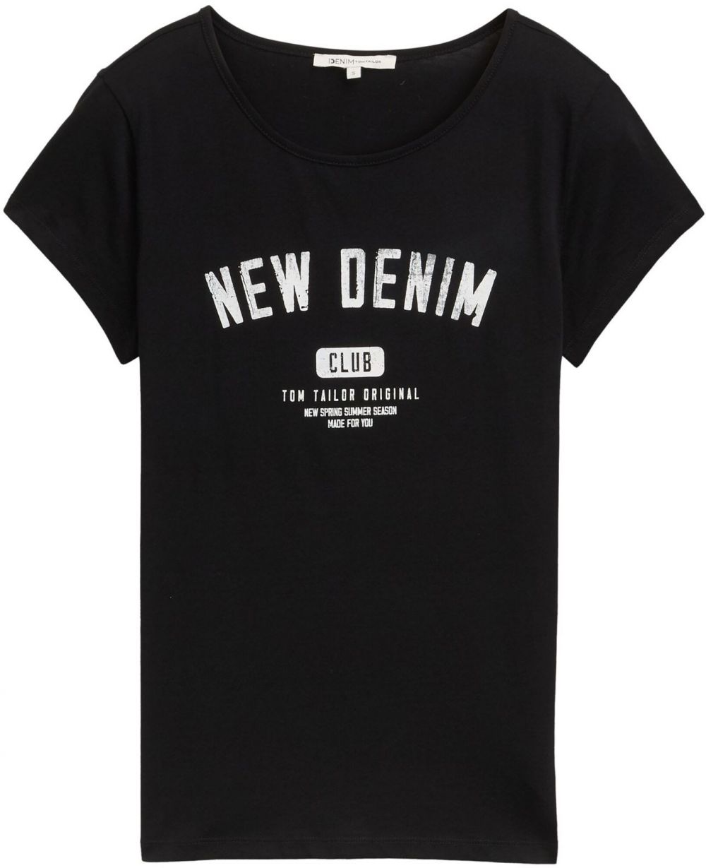 TOM TAILOR DENIM Tričko  čierna / šedobiela
